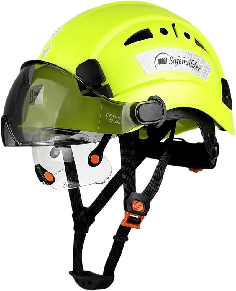 SAFEBUILDER Industrial Safety Helmet with Visor ABS Hard Hat with Visor Adjustable Ventilation Hardhats Construction Head Protection ANSI Z89.1 - Image 1